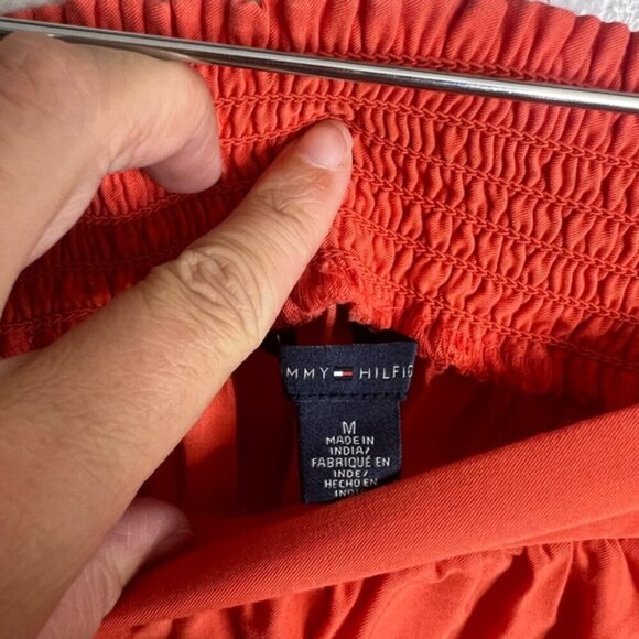 Tommy Hilfiger Orange Bubble Mini Skirt with Ruched Tie Front size medium - Picture 4 of 6